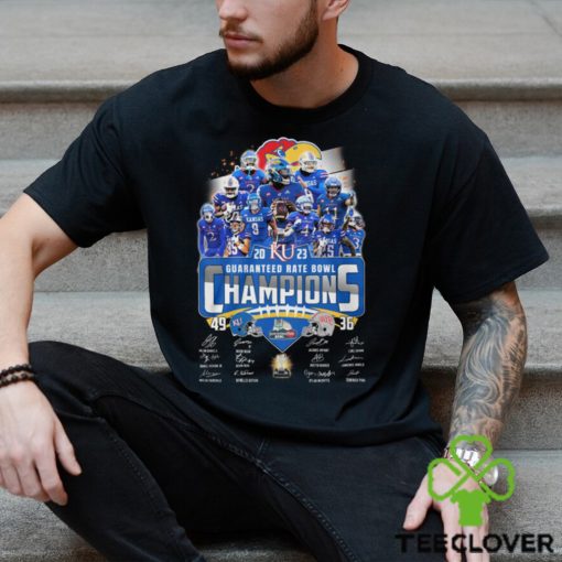 Kansas jayhawks guarateed rate bowl champions team player name signature shirt