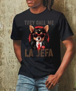 Kawaii THEY CALL ME LA JEFA Chihuahua Dog Pink Bosses Day V Neck T Shirt