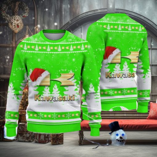 Kawasaki Logo Wearing Santa Hat Christmas Gift Ugly Christmas Sweater Christmas Gift Ideas