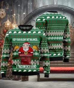Keep Your Holiday Diet Balanced With Tacos Christmas Gift Ugly Christmas Sweater Xmas Holiday