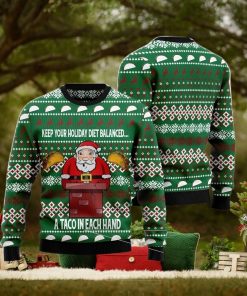 Keep Your Holiday Diet Balanced With Tacos Christmas Gift Ugly Christmas Sweater Xmas Holiday