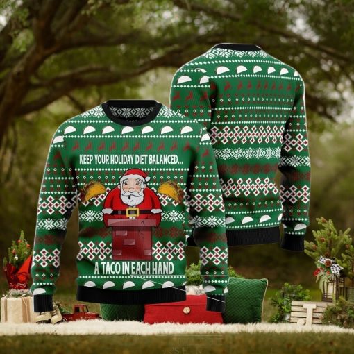 Keep Your Holiday Diet Balanced With Tacos Christmas Gift Ugly Christmas Sweater Xmas Holiday