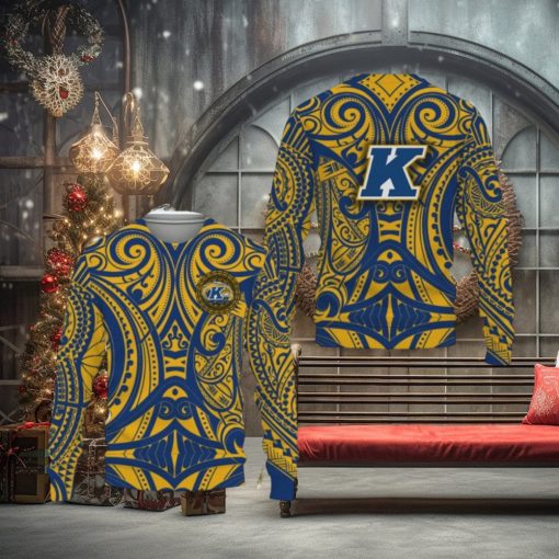 Kent State Golden Flashes Polynesian Tattoo Mix Team Knitted Christmas Sweater All Over Print