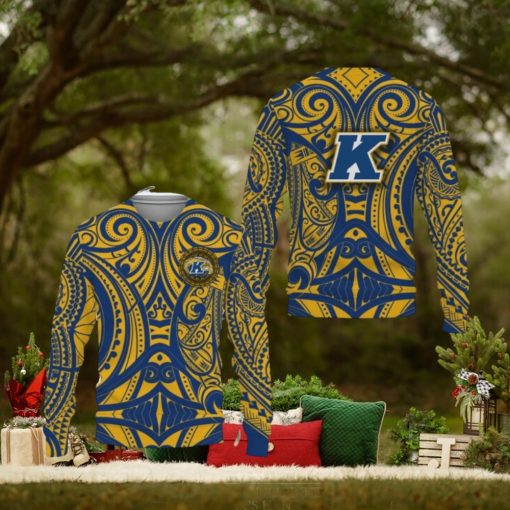 Kent State Golden Flashes Polynesian Tattoo Mix Team Knitted Christmas Sweater All Over Print