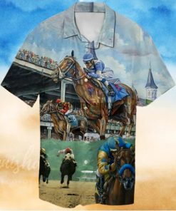 Kentucky Derby Horse Racing Aop Vintage Beach Racing Horse America Hawaiian Shirt