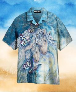 Kentucky Derby style White And Blue Hawaiian Shirts