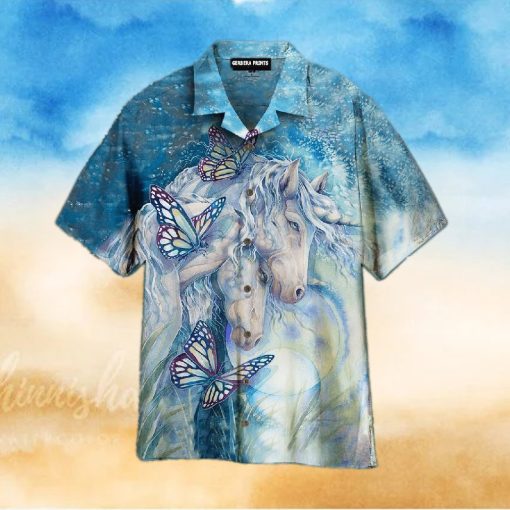 Kentucky Derby style White And Blue Hawaiian Shirts