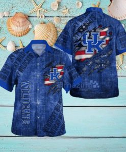 Kentucky Wildcats American Flag Retro Printed Button Down Tropical Hawaiian Shirt