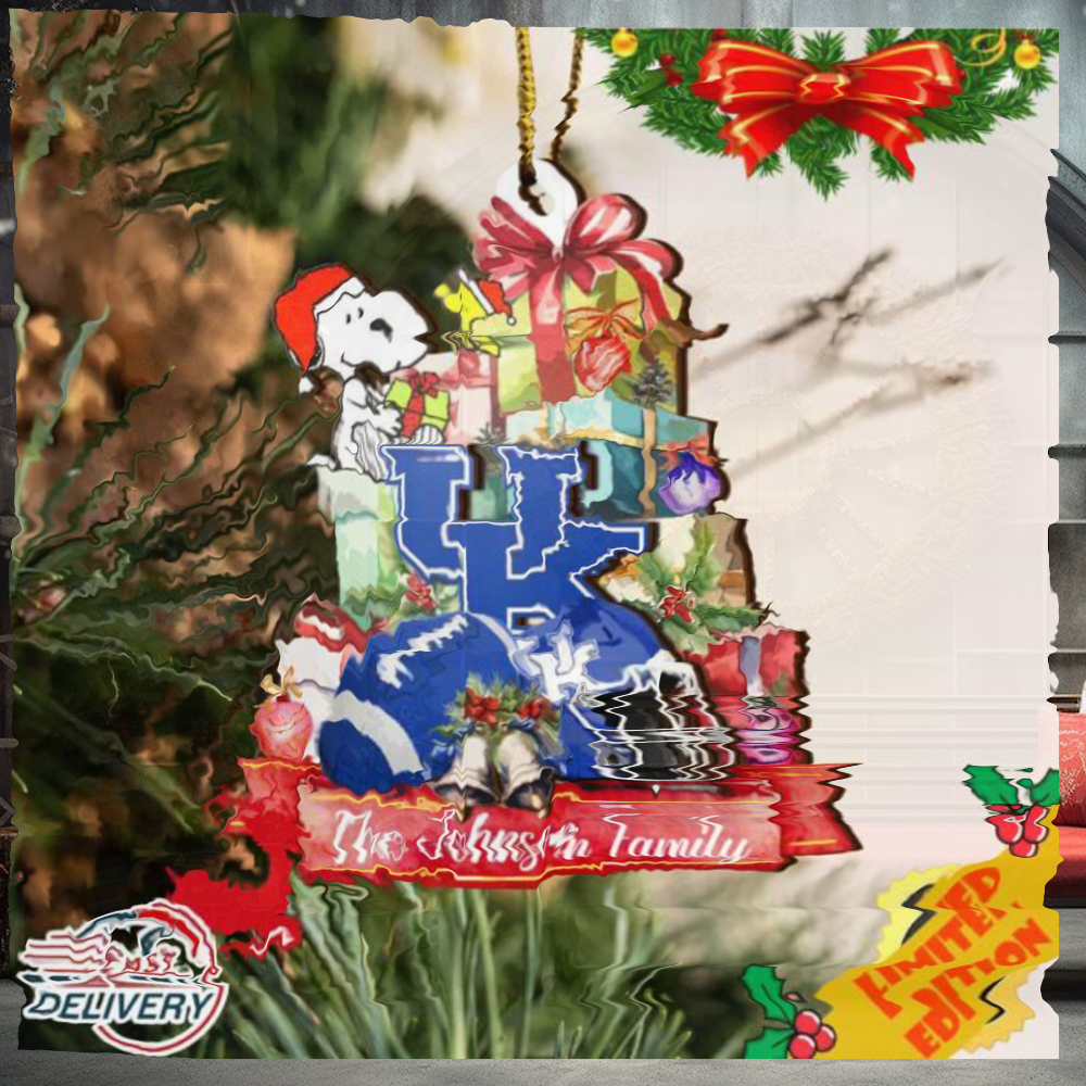 Kentucky Wildcats And Snoopy Christmas NCAA Ornament Custom Your Family Name Kentucky Wildcats And Snoopy Christmas NCAA Ornament Custom Your Family Name