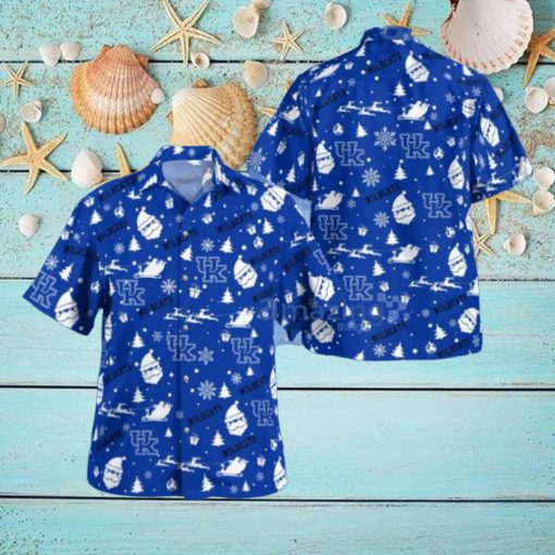 Kentucky Wildcats Christmas Pattern Button Down Tropical Hawaiian Shirt