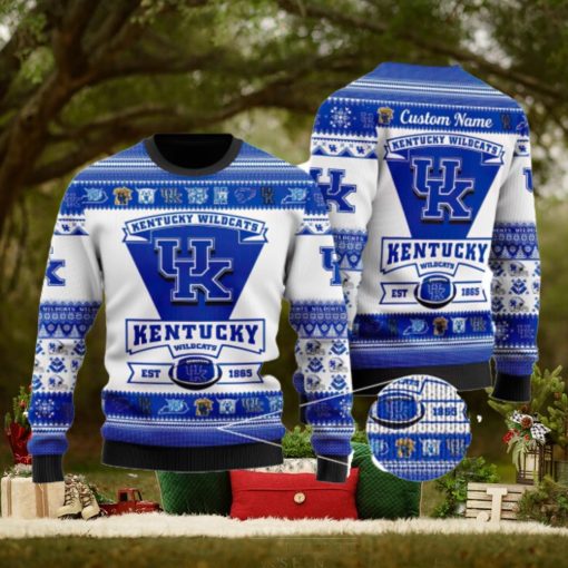 Kentucky Wildcats Logo Custom Name For Football Fans Ugly Christmas Sweater Christmas Gift