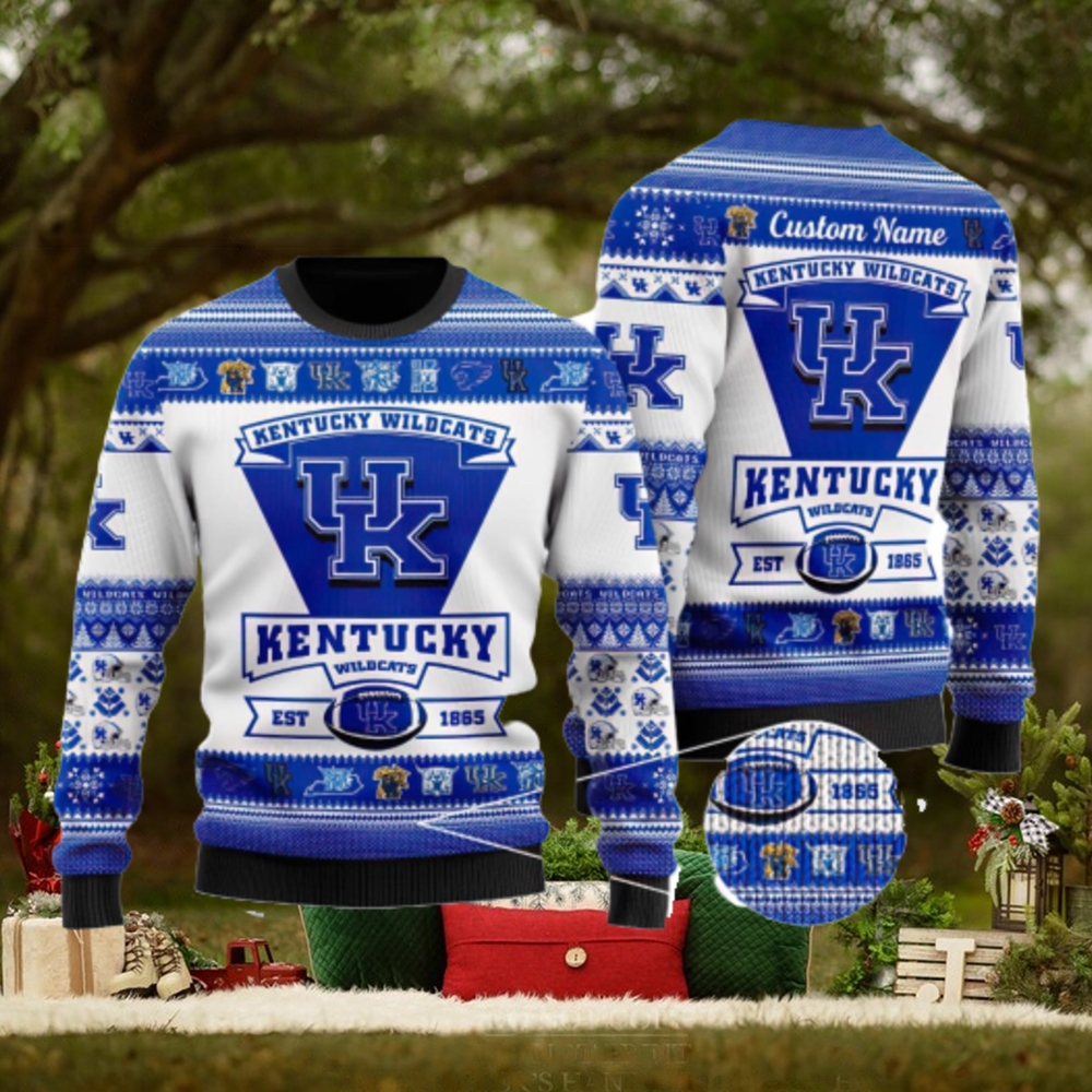 Kentucky Wildcats Logo Custom Name For Football Fans Ugly Christmas Sweater Christmas Gift Kentucky Wildcats Logo Custom Name For Football Fans Ugly Christmas Sweater Christmas Gift