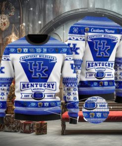 Kentucky Wildcats Logo Custom Name For Football Fans Ugly Christmas Sweater Christmas Gift