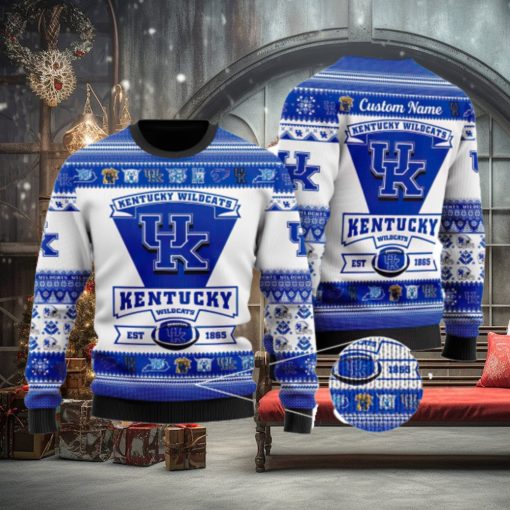 Kentucky Wildcats Logo Custom Name For Football Fans Ugly Christmas Sweater Christmas Gift