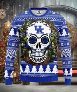 Kentucky Wildcats Skull Flower Ugly Christmas Ugly Sweater