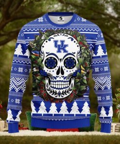 Kentucky Wildcats Skull Flower Ugly Christmas Ugly Sweater
