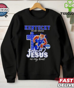 Kentucky in my veins Jesus in my heart basketball mascot shirt