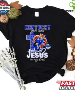 Kentucky in my veins Jesus in my heart basketball mascot shirt