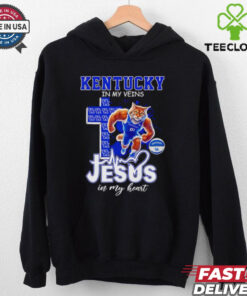 Kentucky in my veins Jesus in my heart basketball mascot shirt