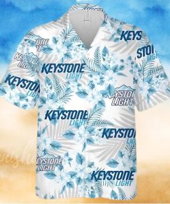 Keystone Light Beer Flowers Pattern Hawaiian Shirt