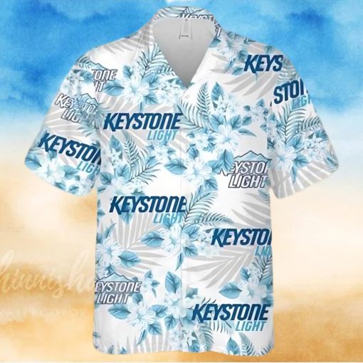 Keystone Light Beer Flowers Pattern Hawaiian Shirt