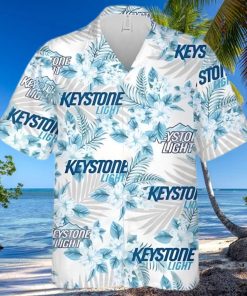 Keystone Light Beer Flowers Pattern Hawaiian Shirt