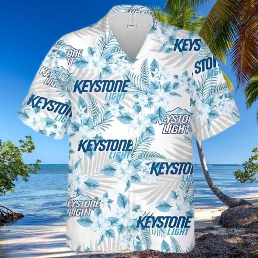 Keystone Light Beer Flowers Pattern Hawaiian Shirt