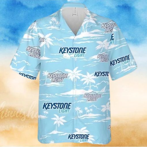 Keystone Light Beer Island Palm Leaves Hawaiian Shirt