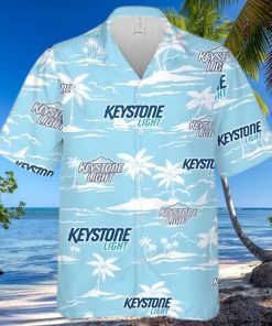 Keystone Light Beer Island Palm Leaves Hawaiian Shirt