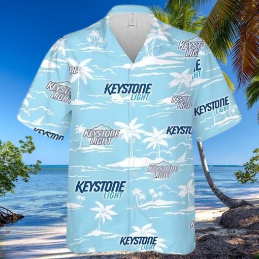 Keystone Light Beer Island Palm Leaves Hawaiian Shirt