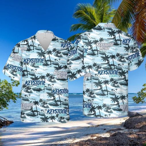 Keystone Light Beer Island Pattern Hawaiian Shirt