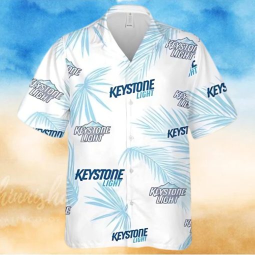 Keystone Light Beer Palm Leaves Pattern Hawaiian Shirt