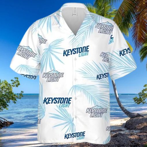 Keystone Light Beer Palm Leaves Pattern Hawaiian Shirt