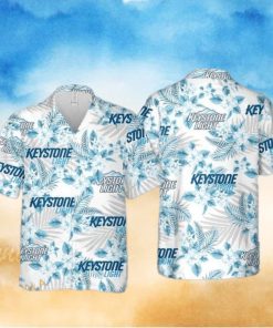 Keystone Light Beer Tropical Flower Pattern Hawaiian Shirt Gift For Beach Trip