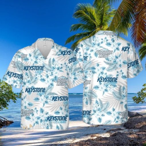 Keystone Light Beer Tropical Flower Pattern Hawaiian Shirt Gift For Beach Trip