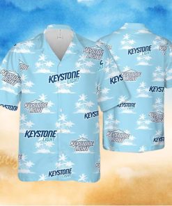 Keystone Light Beer Tropical Flower Pattern Hawaiian Shirt