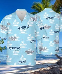 Keystone Light Beer Tropical Flower Pattern Hawaiian Shirt