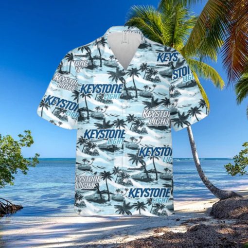 Keystone Light Hawaiian Sea Island Pattern Hawaiian Shirt