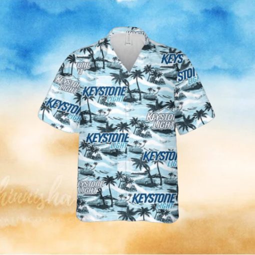 Keystone Light Hawaiian Sea Island Pattern Hawaiian Shirt