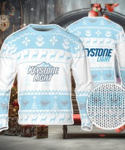 Keystone Light Ugly Sweater Pine Trees n Reindeer Beer Loves ugly Gift Christmas Sweater
