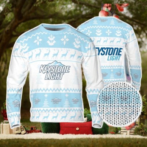 Keystone Light Ugly Sweater Pine Trees n Reindeer Beer Loves ugly Gift Christmas Sweater
