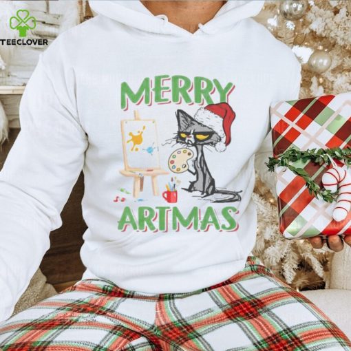 Merry Artmas Cat Painting Christmas Shirt