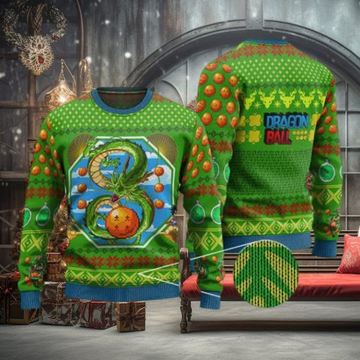 Kid Goku & Shenron Green Ugly Xmas Sweater