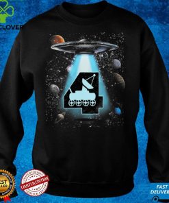Kids 4th Birthday Shirt For Boys 4 Years Galaxy Spaceship UFO T Shirt