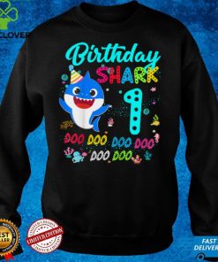 Kids Baby Shark 1st Birthday Boy Girl 1 Year Old Kids T Shirt