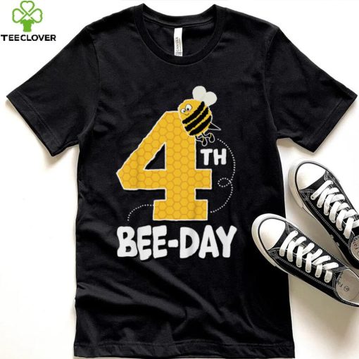 Kids Cute Bee 4 Year Old Birthday Bees Day 4th Four Years Fun T Shirt