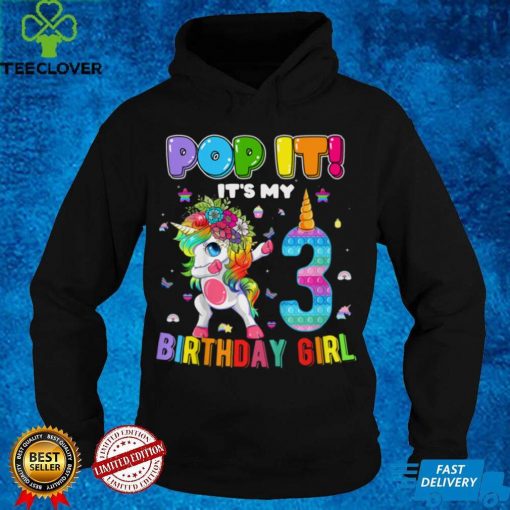 Kids Im 3 Years Old 3rd Birthday Unicorn Dabbing Girls Pop It T Shirt