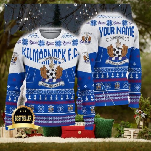 Kilmarnock FC Ugly Christmas Sweater Logo Custom Name Gift Fans