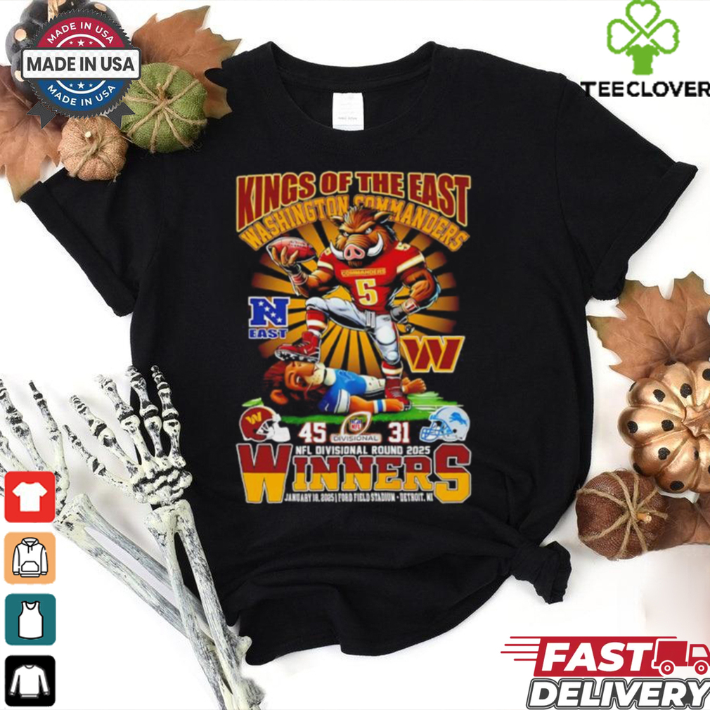 Kings of the East Washington Commanders vs Detroit Lions Mascots NFL Divisional Round 2025 Winners shirt Kings of the East Washington Commanders vs Detroit Lions Mascots NFL Divisional Round 2025 Winners shirt
