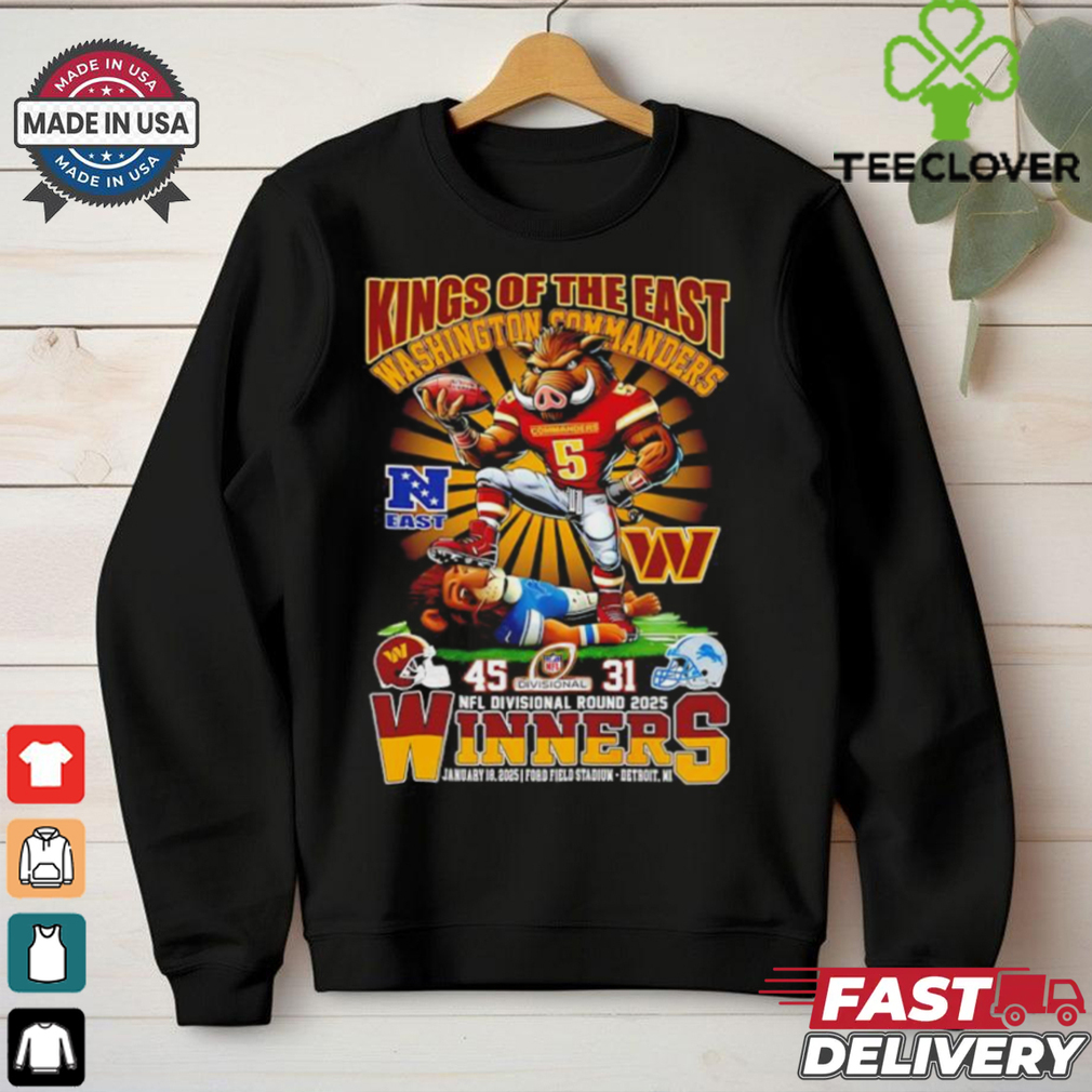 Kings of the East Washington Commanders vs Detroit Lions Mascots NFL Divisional Round 2025 Winners shirt Kings of the East Washington Commanders vs Detroit Lions Mascots NFL Divisional Round 2025 Winners shirt
